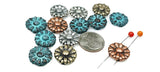 2 Hole Slider Beads (12 pc) Floral Beads Flower Beads Spacer Beads Flat Beads Sliderbeads 2 hole beads Unique Beads Spacers 276-N12 FST