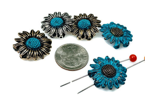 2 Hole Slider Beads (5 pc) Flower Beads Floral Beads Spacer Beads Flat Beads focal beads Sliderbeads 2 hole beads Unique Beads 274-N12