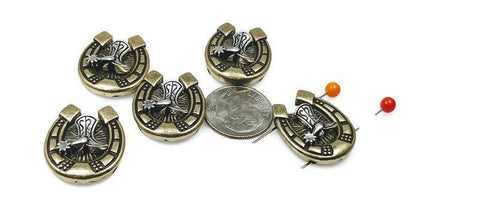 2 Hole Slider Beads (5 pc) Western Beads Focal Beads Spacer Beads Flat Beads horse beads Sliderbeads 2 hole beads Pewter Beads 275-N12 -FST