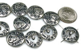 2 Hole Slider Beads (12 pc) Heart Beads Spacer Beads Pewter Beads focal beads Sliderbeads 2 hole beads Rhinestone Beads 286-N12 FST