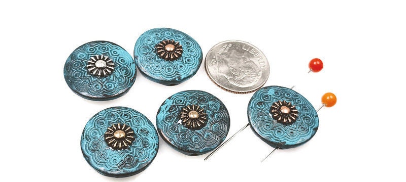 2 Hole Slider Beads (5 pc) Spacer Beads Coin Beads Western Beads Sliderbeads Unqiue Metal Beads Bracelet Beads Flat Beads 279-N5 FST