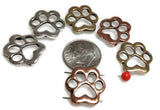 2 Hole Slider Beads (6 pc) Paw Print Beads Spacer Beads Unique Beads Metal Beads Double Strand Beads Sliderbeads Silver Beads 308-M9 FST