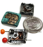 2 hole slider beads (Qty 8) Western Beads Cowgirl Beads Wild West Beads Unique Beads Rectangle Beads Silver Beads  Bracelet Beads 303-M9 FST