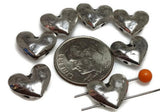2 hole slider beads (Qty 7 ) Heart Beads Love Beads Flat Beads Unique Beads Silver Beads Bracelet Beads Necklace Beads  304-N1 FST