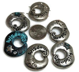 2 hole slider beads (Qty 6)  Wisdom Beads Inspirational Beads  Unique Beads Silver Beads Bracelet Beads Necklace Beads  318-N5 FST