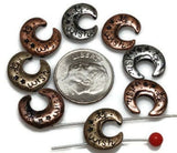 Slider Beads (8 pcs) 2 hole Beads 2 hole Slider Beads Inspirational Beads Moon Beads Spacer Beads Silver Metal Beads 337-M14