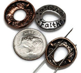 Inspirational Beads  (qty 6)  2 hole beads Slider Beads Spacer Beads Focal Metal Beads Bracelet Beads Antique Beads 339 N4 FST
