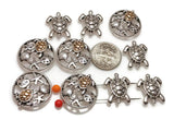 Slider Beads (Qt 10) Turtle Beads  2 hole Slider Beads bracelet beads Filgree Beads  Metal Beads 4 hole beads flat Beads 374-M5 FST