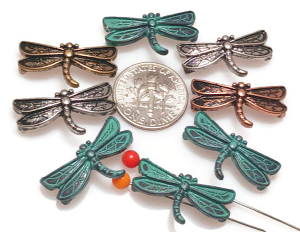 2 Hole Slider Beads (8 pc) Dragonfly Beads Sliderbeads Bracelet Beads Spacer Beads Double Strand Beads Unique beads 393-M11