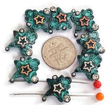 2 Hole Slider Beads (8 pc) Spacer Beads Star beads Rhinestone beads Sliderbeads Bracelet Beads Flat Beads 401-M1
