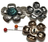 Slider Beads (4 pcs) 2 hole Beads 2 hole Slider Beads floral Beads flower Beads Spacer Beads Metal Beads 350-N4 FST