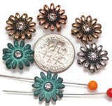 Slider Beads (6 pcs) 2 hole Beads Floral Beads Flower Beads Mixed Metal Spacer Beads Silver Ornate Beads 381-M11