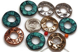 Slider Beads (9 pc)  2 hole beads Spacer Beads Sliderbeads Bracelet Beads Flat Beads Copper Beads Unique Beads 411-M18