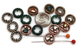 Slider Beads (15 pc)  2 hole beads Heart Beads Spacer Beads Sliderbeads Bracelet Beads Flat Beads Copper Beads Unique Beads 418-M18 FST