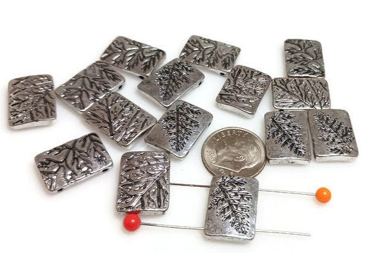 2 hole slider beads (qty 15) Silver Tree Spacer Beads Perfect for Jewelry Designs, Bracelets and Necklaces 436 N12