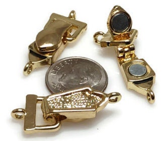 Gold Magnetic Fold Over Clasps  jewelry making, bracelets or necklaces 7857 GOLD