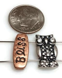 2 Hole Slider Beads (Qty 18) Owl and Inspirational Mixed Metals Great for Bracelet Designs 452-M7 FST