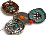 2 hole Slider Beads (Qty 10)  Paw Prints Patina and Mixed Metals for Bracelet Making Designs 454-M7