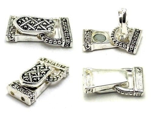 Magnetic Clasps for Bracelet Designs Silver Foldover Clasps Marcasite Style Magnetic Clasps for Jewelry Design Various Quantities 1926